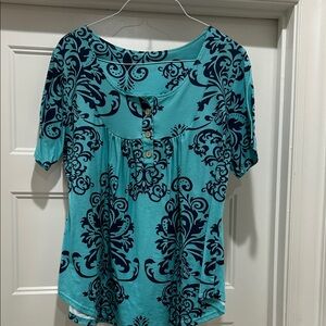Elegant Teal and Black Women's Top